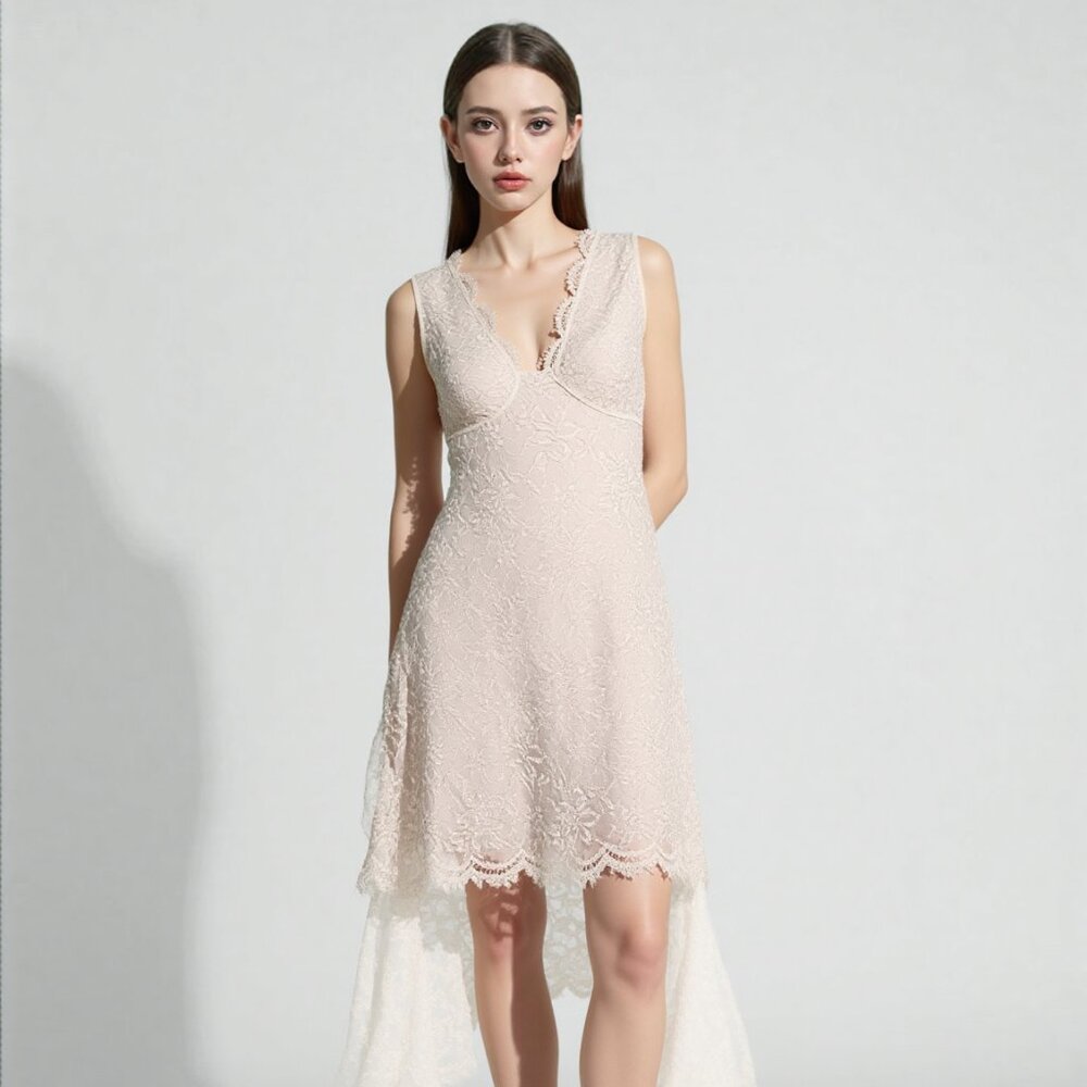 Elegant Cream/Nude Colored Dress By Aziz Size 9